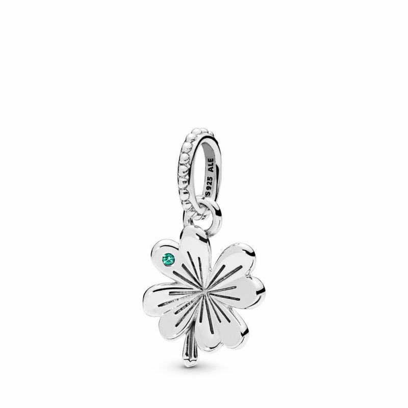 Pandora Lucky Four-leaf Clover Pendant - Sterling Silver/Green/Crystal - Canada | CM6001GX